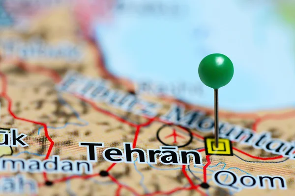 Tehran pinned on a map of Iran — Stock Photo, Image