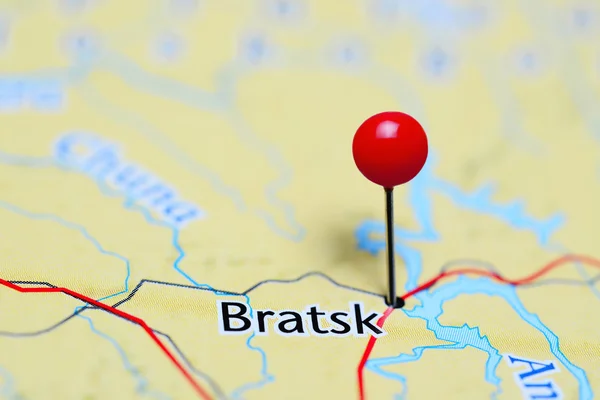 Bratsk pinned on a map of Russia