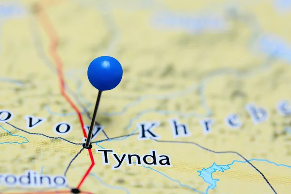Tynda pinned on a map of Russia