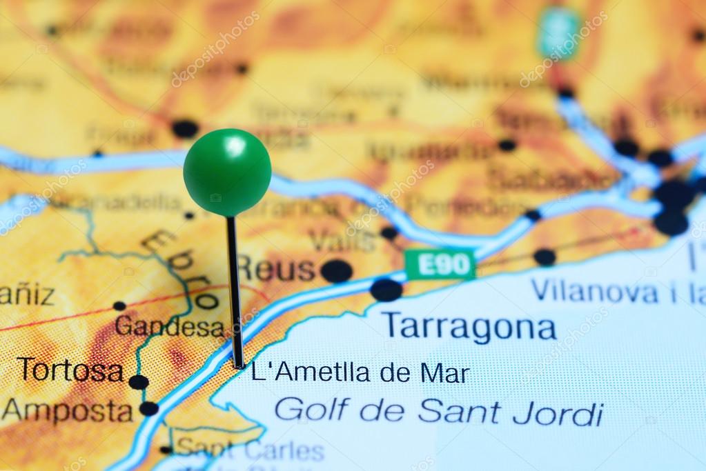 L Ametlla de Mar pinned on a map of Spain ⬇ Stock Photo, Image by © dk_photos #114927704