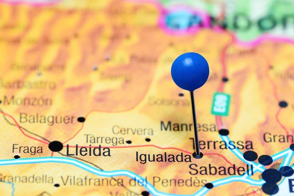 Igualada en un mapa de España —  Fotos de Stock
