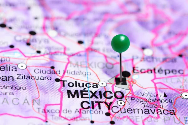 Mexico City pinned on a map of Mexico