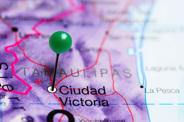 Ciudad Victoria épinglé sur une carte de Mexique — Photo