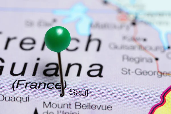 Saul pinned on a map of French Guiana