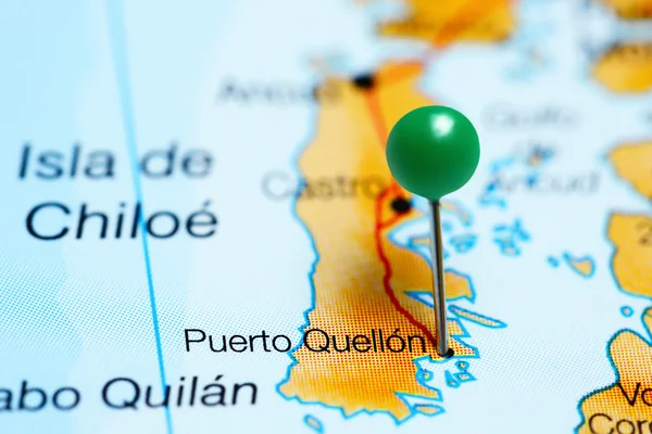 Puerto Quellon pinned on a map of Chile