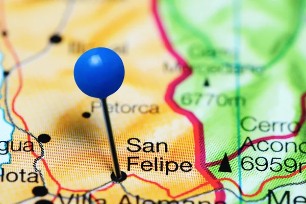 San Felipe pinned on a map of Chile