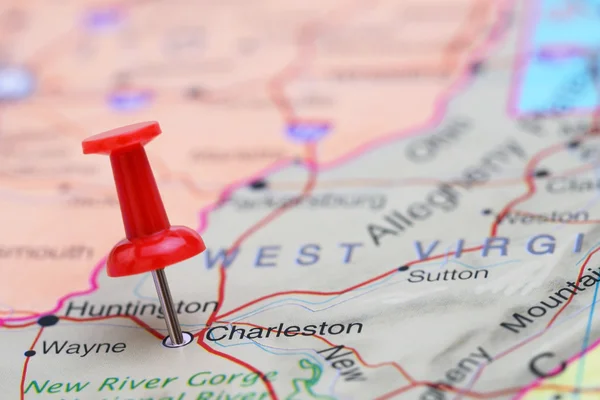 Charleston gevestigd op een kaart van de V.s. — Stockfoto
