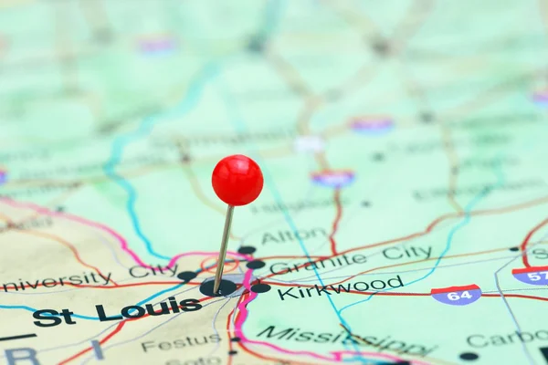 St Louis gevestigd op een kaart van de V.s. — Stockfoto
