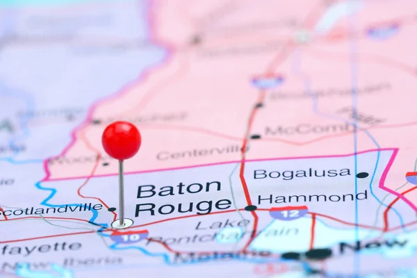 Baton Rouge gevestigd op een kaart van de V.s. — Stockfoto