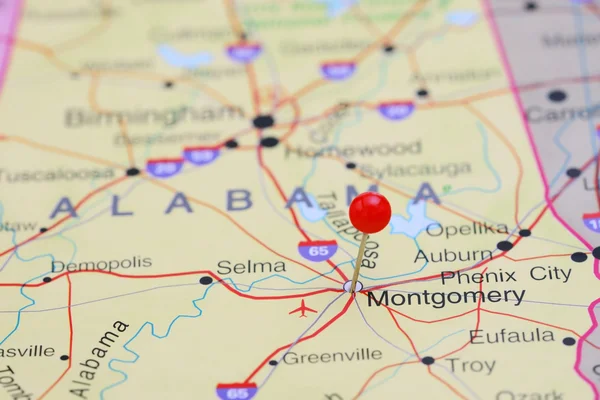 Montgomery en un mapa de Estados Unidos — Foto de Stock