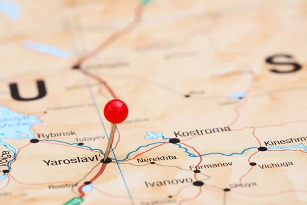 Ярославль закреплен на карте Европы Лицензионные Стоковые Фото