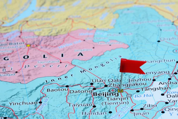 Beijing pinned on a map of Asia — Stock Photo, Image