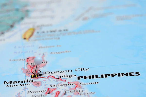 Manila pinned on a map of Asia — Φωτογραφία Αρχείου