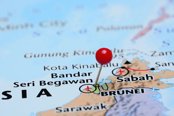 Brunei pinned on a map of Asia