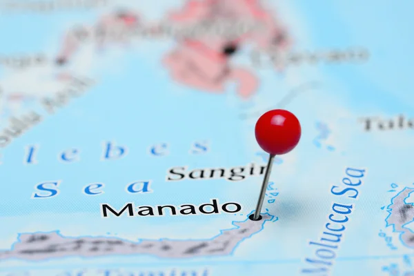 Manado pinned on a map of Asia — Stock Photo, Image