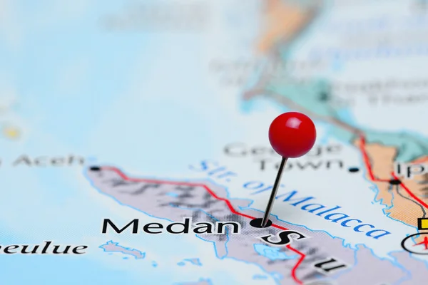 Medan pinned on a map of Asia — Stockfoto