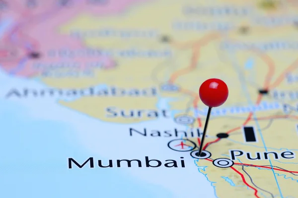 Mumbai bloccato su una mappa dell'Asia — Foto Stock