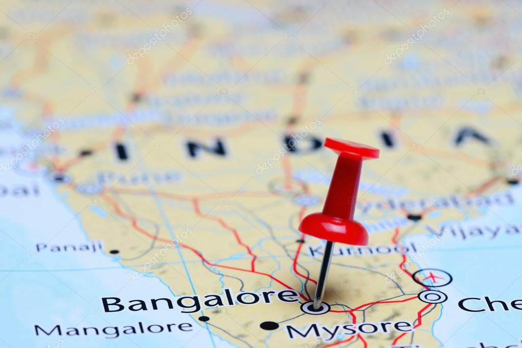 Bangalore pinned on a map of Asia Stock Photo by ©dk_photos 83451516