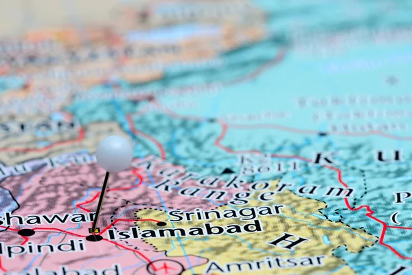 Islamabad pinned on a map of Asia — Stock Photo, Image