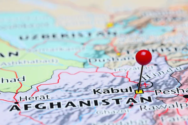 Kabul pinned on a map of Asia — Stock Photo, Image