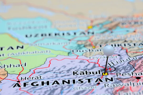 Kabul pinned on a map of Asia — Stock Photo, Image