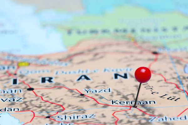 Kerman pinned on a map of Asia — Stock Photo, Image