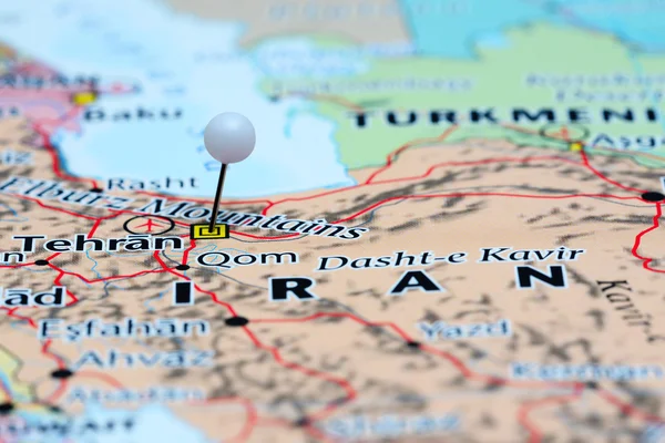 Tehran pinned on a map of Asia — Stock Photo, Image