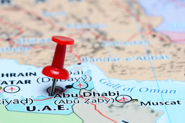 Abu Dhabi pinned on a map of Asia