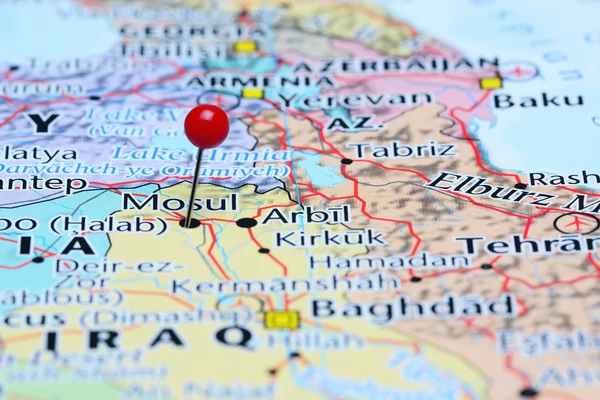 Mosul Asya harita üzerinde sabitlenmiş