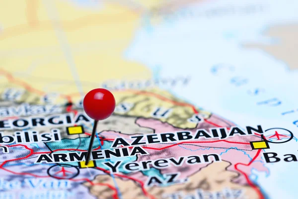 Asya harita üzerinde pinned Ermenistan