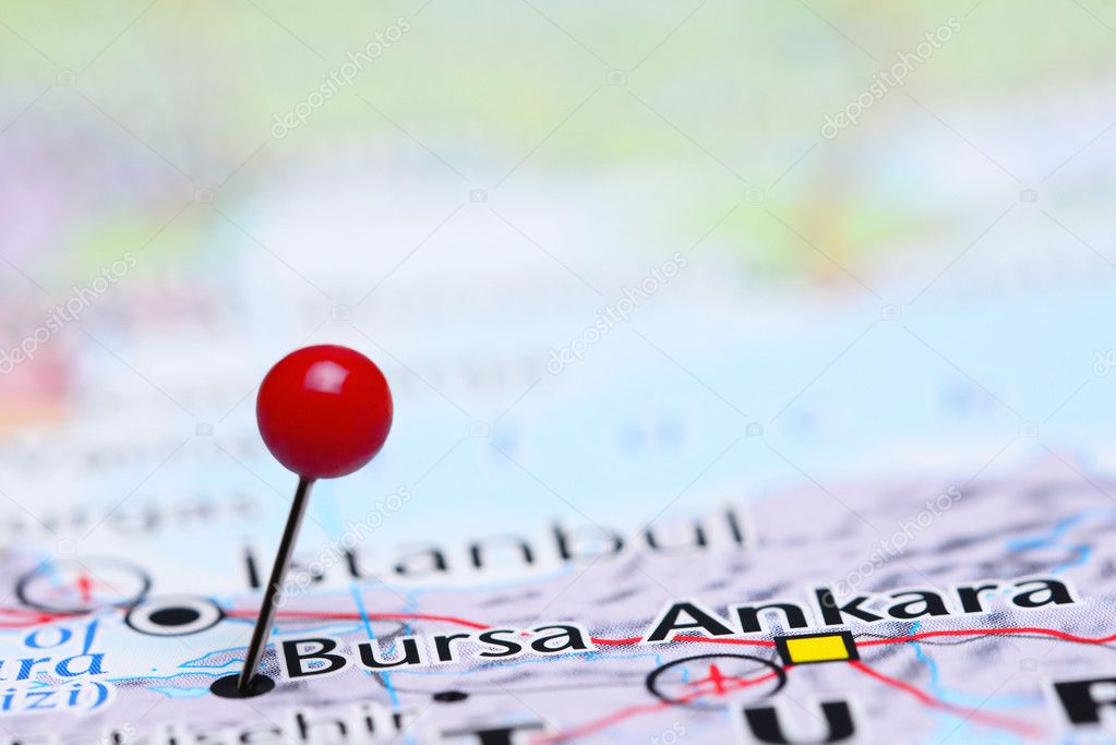 Bursa pinned on a map of Asia