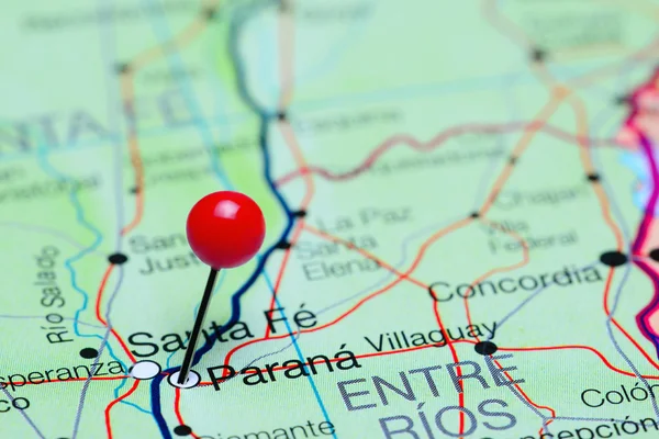 Parana pinned on a map of Argentina