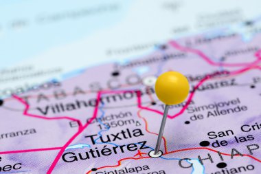 Tuxtla Gutierrez Mexico bir harita üzerinde sabitlenmiş