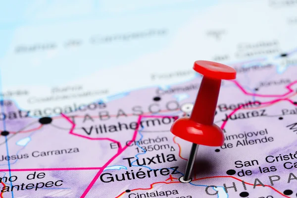 Tuxtla Gutierrez Mexico bir harita üzerinde sabitlenmiş
