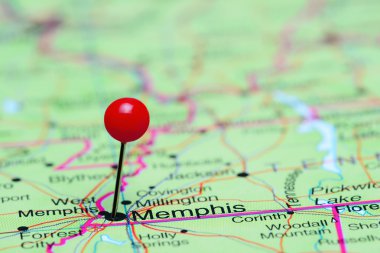Memphis ABD bir harita üzerinde sabitlenmiş
