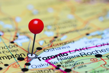 Toronto Kanada bir harita üzerinde sabitlenmiş
