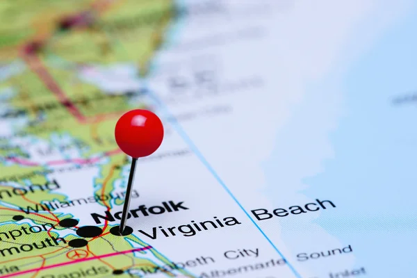 Virginia Beach pinned on a map of USA — Stock Photo, Image