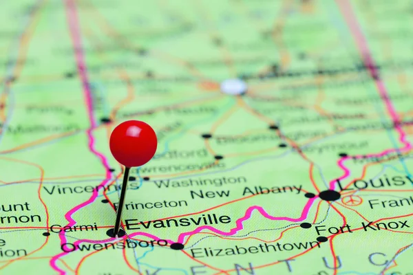 Evansville ABD bir harita üzerinde sabitlenmiş