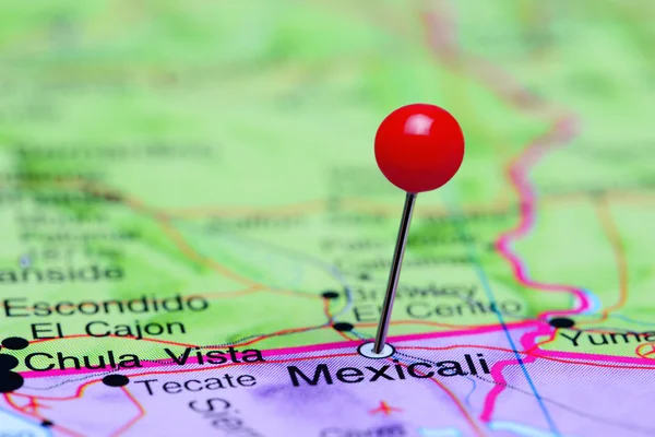 Mexicali Meksika bir harita üzerinde sabitlenmiş