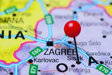 Sisak Hırvatistan harita üzerinde sabitlenmiş
