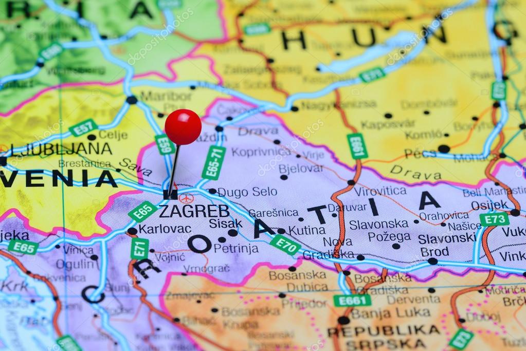 zagreb mapa Zagreb pinned on a map of Croatia — Stock Photo © dk_photos #99143944 zagreb mapa