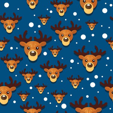 Deerxmaspatternbackgroundvectorblue