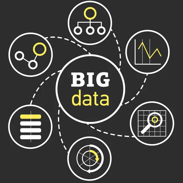 Bigdataillustrationblackbg01 — Stockvector