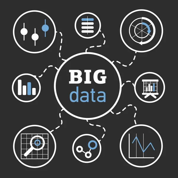 Bigdataillustrationblackbg02 — Image vectorielle