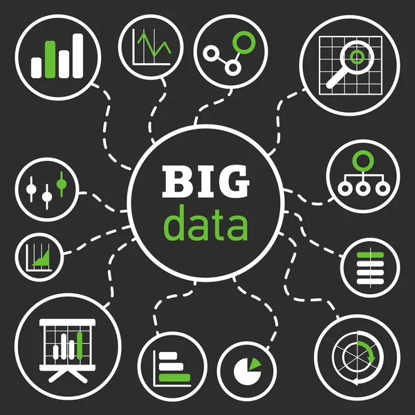 Bigdataillustrationblackbg01 — Vector de stock