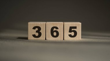 Tahta küplere 365 nolu metin. Yeni yılda 365 fırsat. Kavram