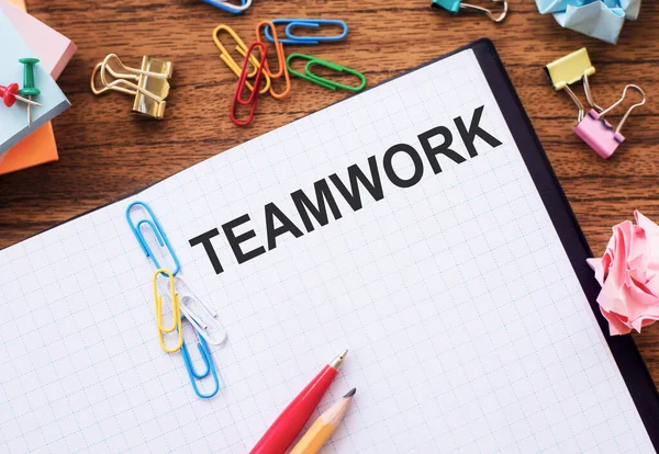 Notebook Office Table Teamwork Text Business Conept — Stock Photo, Image