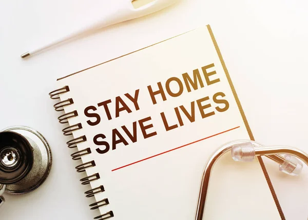 Diciendo Libro Médico Stay Home Lives Mensaje Global Para Crisis — Foto de Stock