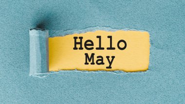 Merhaba May konsepti. Yırtık zarfın içindeki yazı.