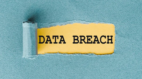 Data Breach Words Written Ripped Torn Paper — Stock Photo, Image